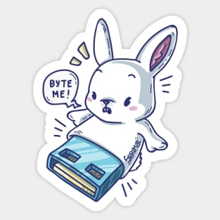 Cute rabbit flashdive saying "Byte me" Sticker